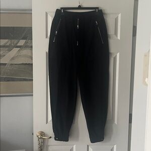 Zare full leg parachute pant sz S elastic waist & ankle Deep Navy blue NOWT